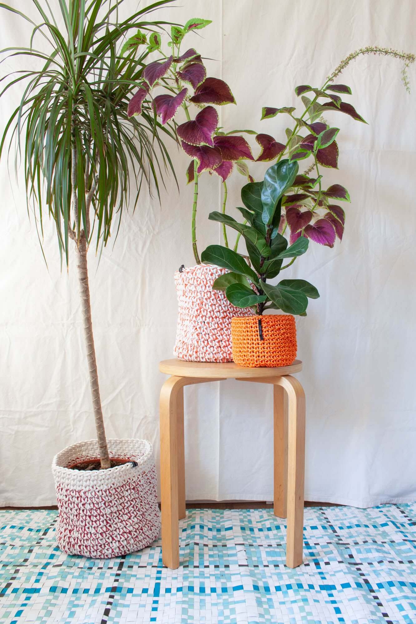 Colorful Crochet Planter - Orange Mix