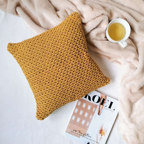 Crochet Pillow Textures – Mustard