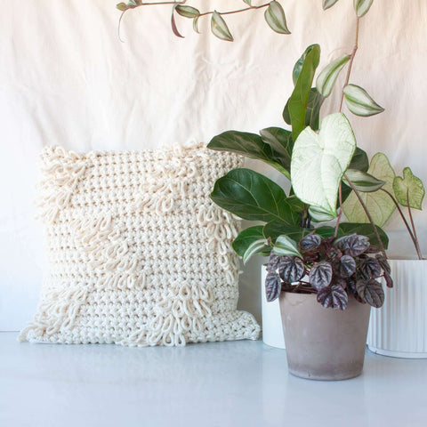 Crochet Pillow “Textures from the Loom” Natural