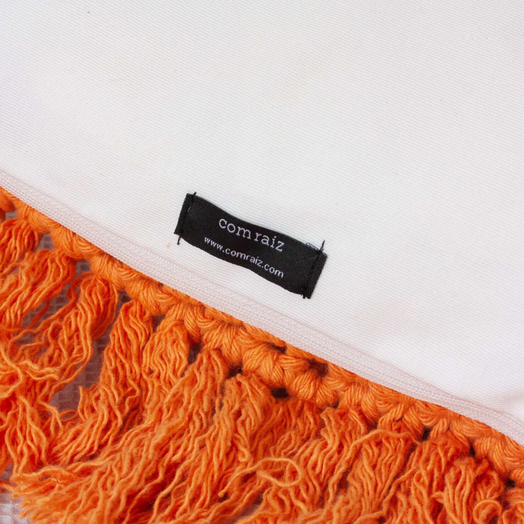 Crochet Pillow “Textures from the Loom” – Orange Fringes