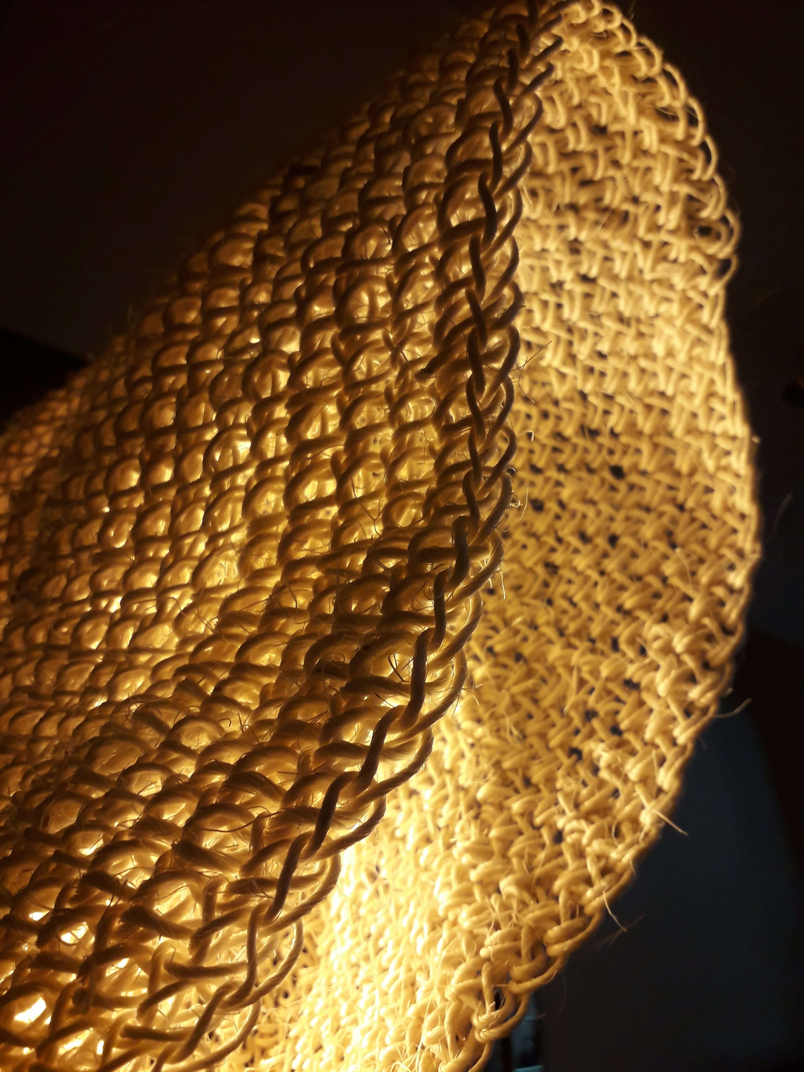 Natural Rope Crochet Pendant Lamp “Folded”