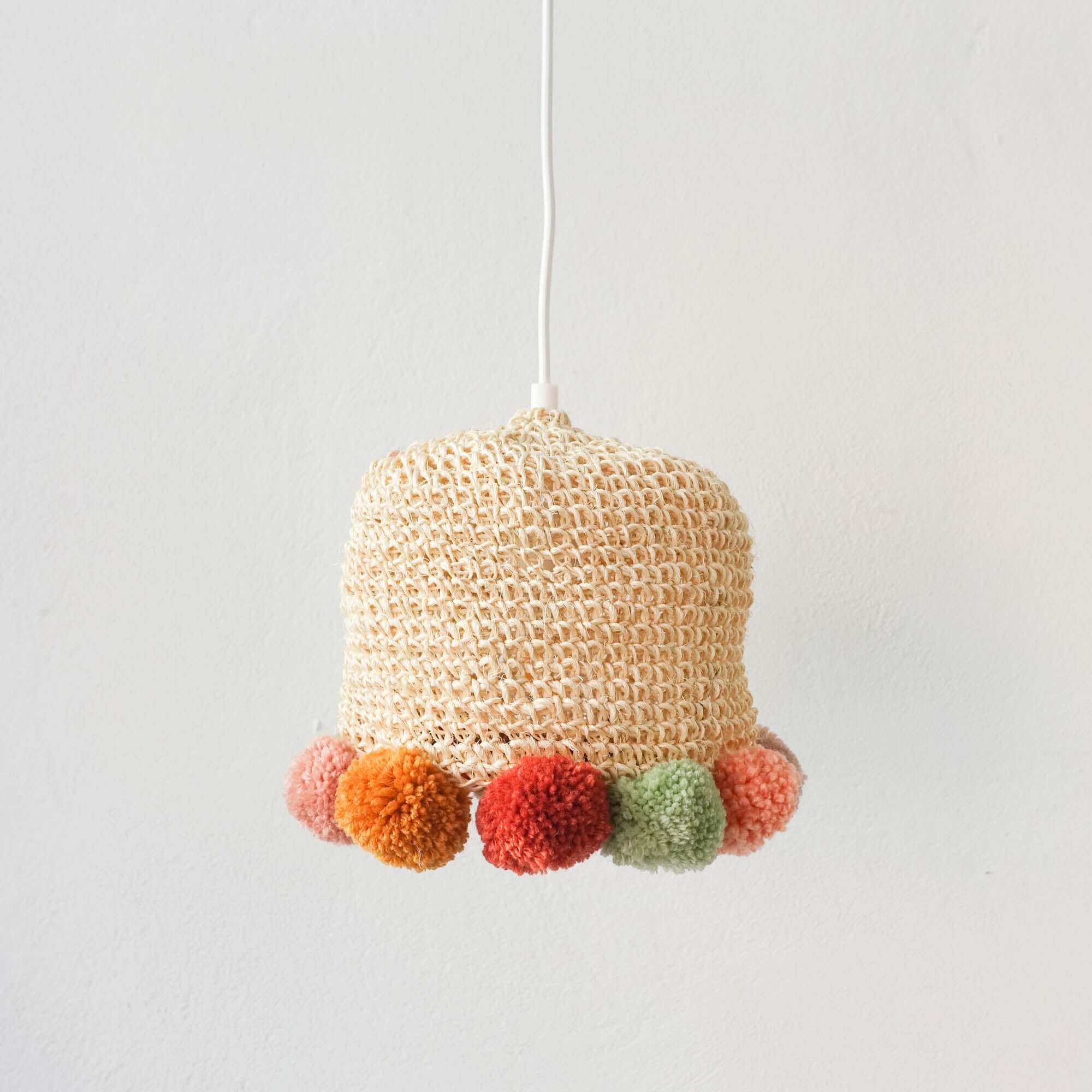 Rope Crochet Lamp with Pompons – Terracota Vibes